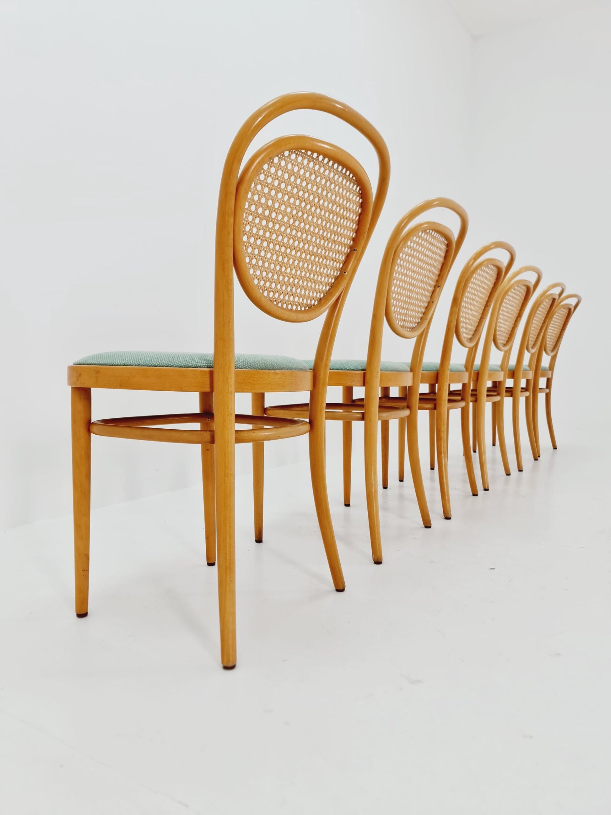 1 of 19 Original Thonet 215 R Bentwood Dining Chairs with Cane Backs &Rattan – Vintage Bistro / Cafe Chairs
