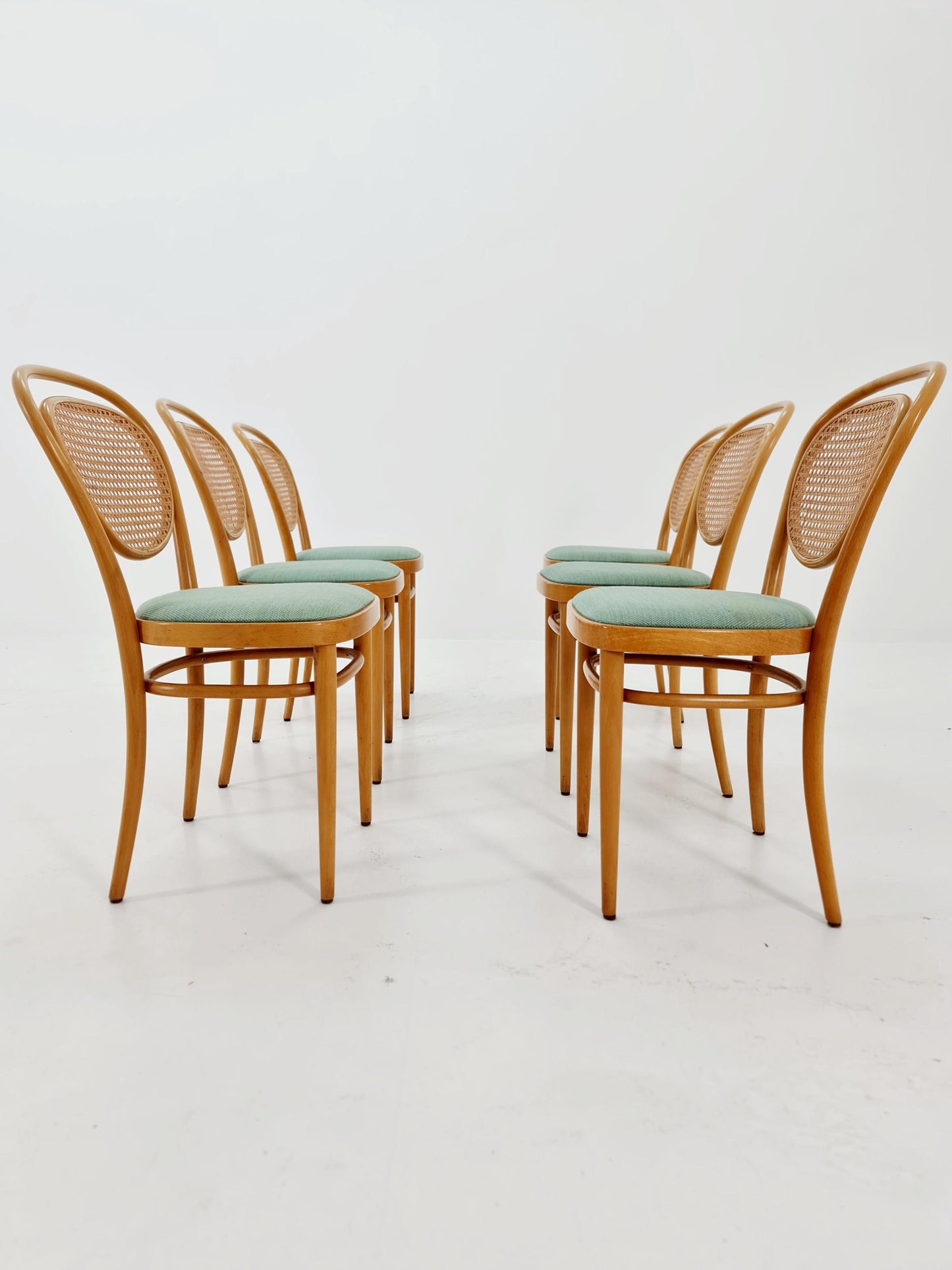 1 of 19 Original Thonet 215 R Bentwood Dining Chairs with Cane Backs &Rattan – Vintage Bistro / Cafe Chairs