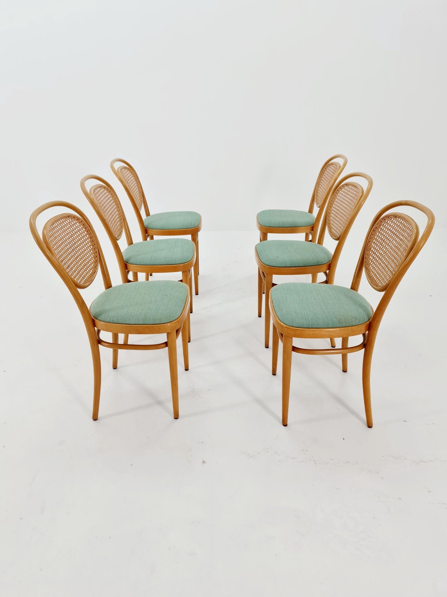 1 of 19 Original Thonet 215 R Bentwood Dining Chairs with Cane Backs &Rattan – Vintage Bistro / Cafe Chairs