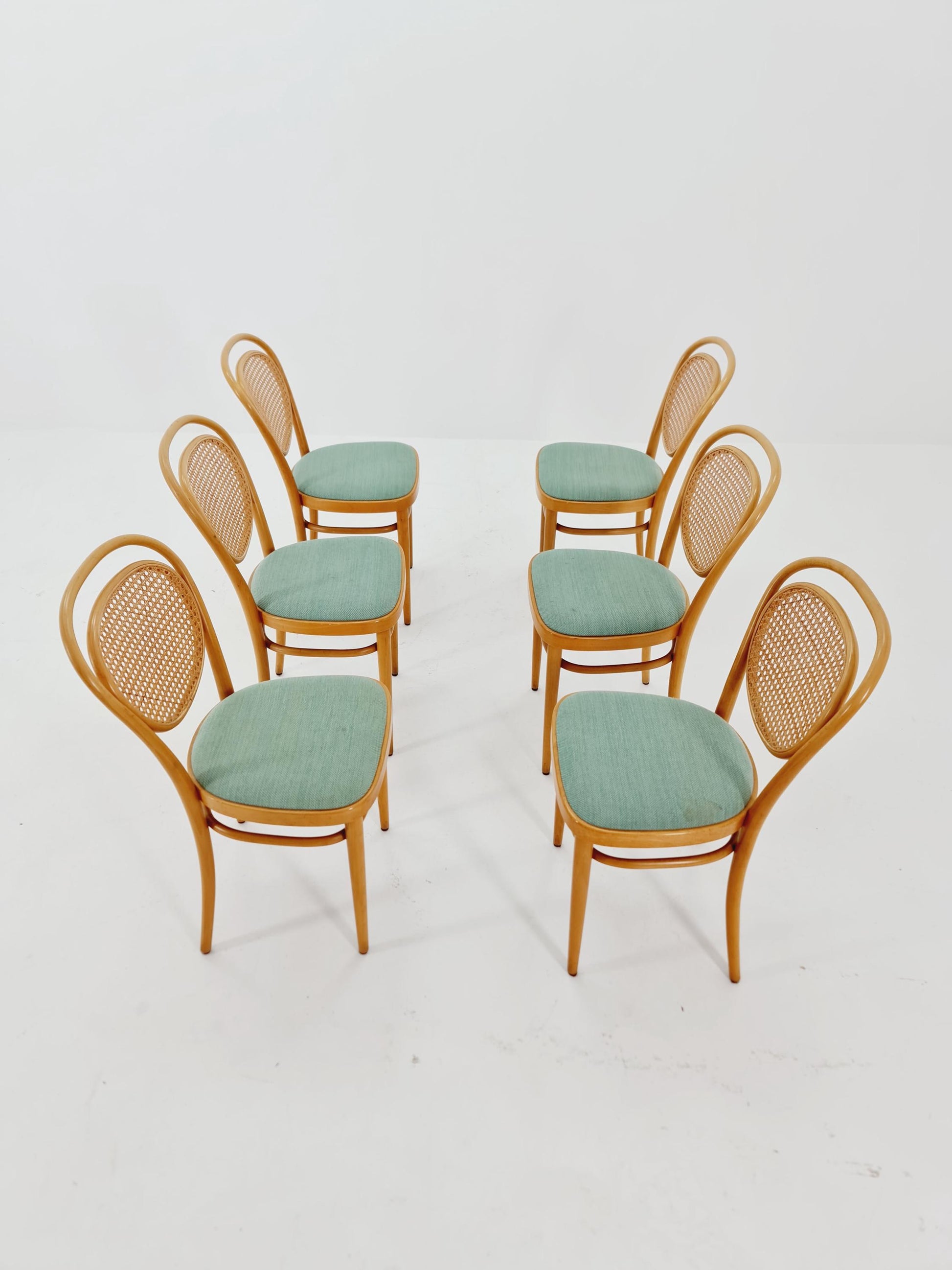 Set of 6 Original Thonet 215 R Bentwood Dining Chairs with Cane Backs &Rattan – Vintage Bistro / Cafe Chairs
