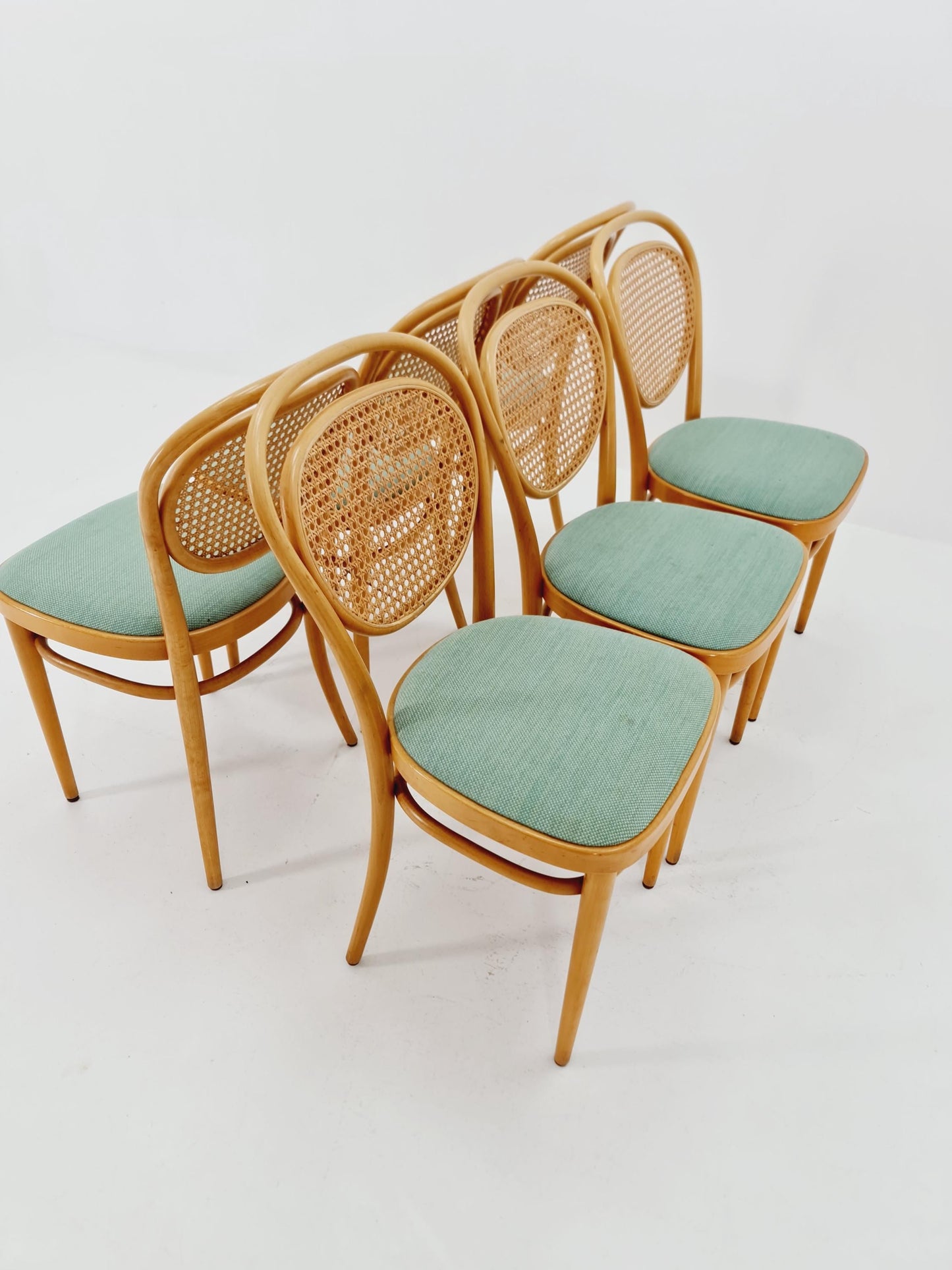 Set of 6 Original Thonet 215 R Bentwood Dining Chairs with Cane Backs &Rattan – Vintage Bistro / Cafe Chairs