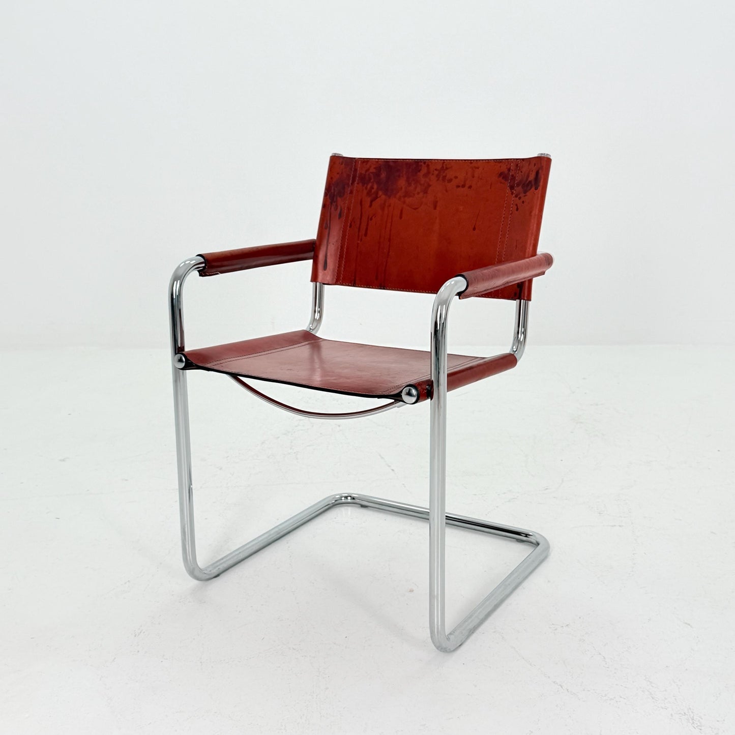 Mid century MG5/B34 leather cantilevered armchair by Mart Stam for Matteo Grassi italy 1980s