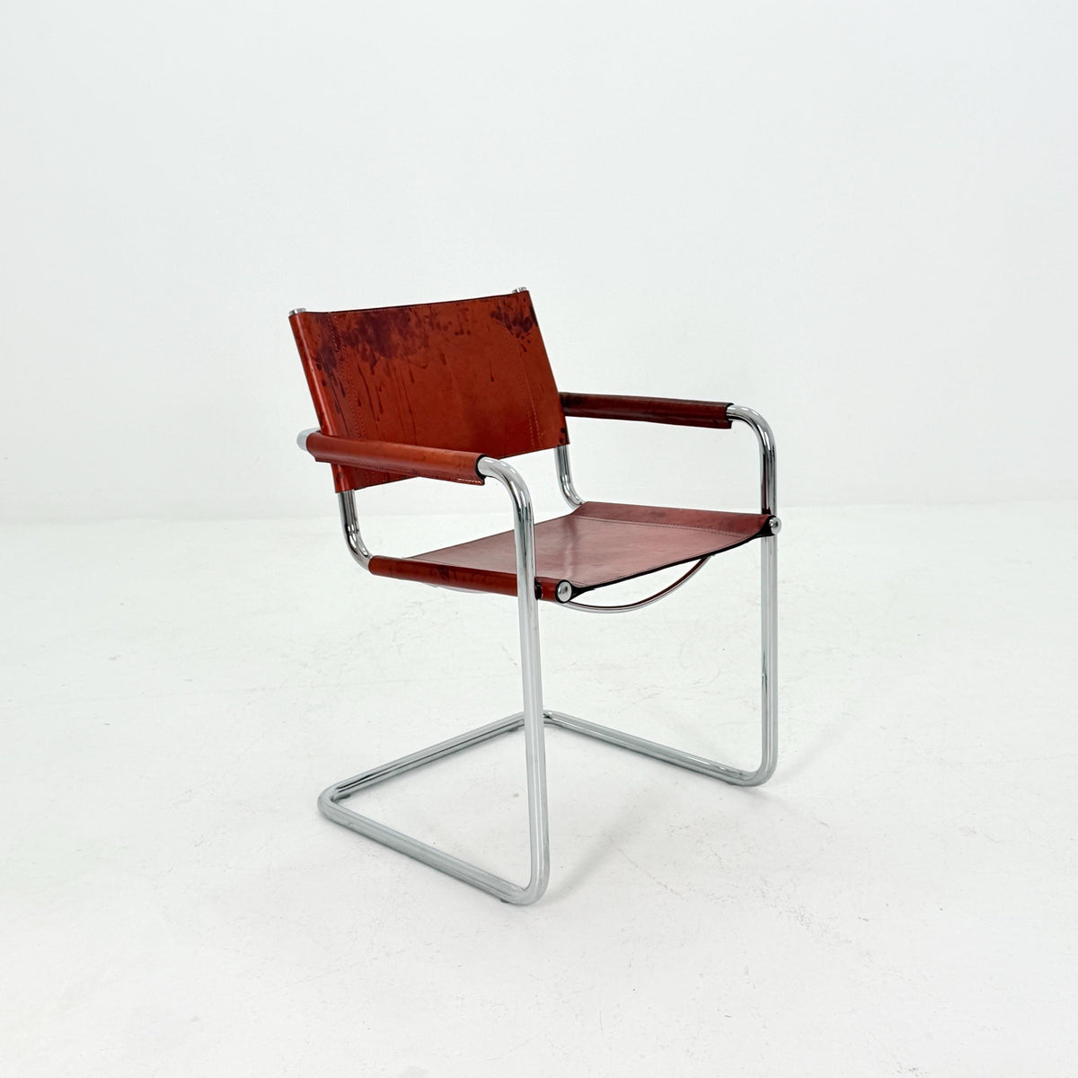 Mid century MG5/B34 leather cantilevered armchair by Mart Stam for Matteo Grassi italy 1980s