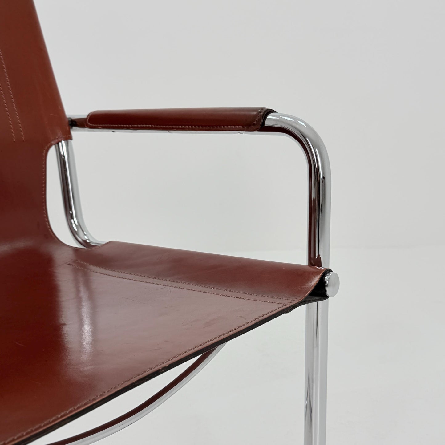 Mid century Matteo Grassi MG5 Dark Cognac Leather Bauhaus Chair, 1980s Italy — Mart Stam & Marcel Breuer