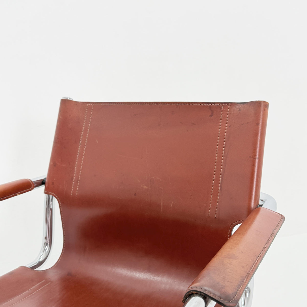 Mid century Matteo Grassi MG5 Dark Cognac Leather Bauhaus Chair, 1980s Italy — Mart Stam & Marcel Breuer