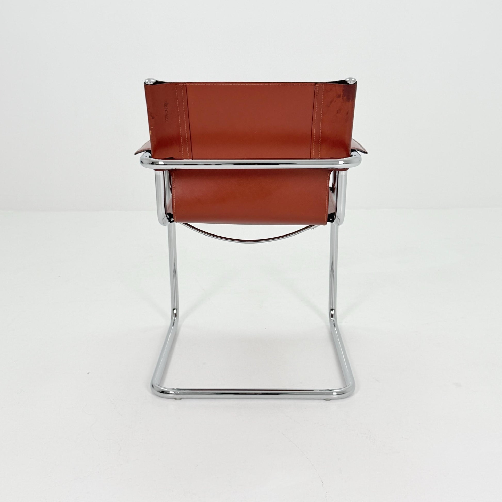 Mid century Matteo Grassi MG5 Dark Cognac Leather Bauhaus Chair, 1980s Italy — Mart Stam & Marcel Breuer