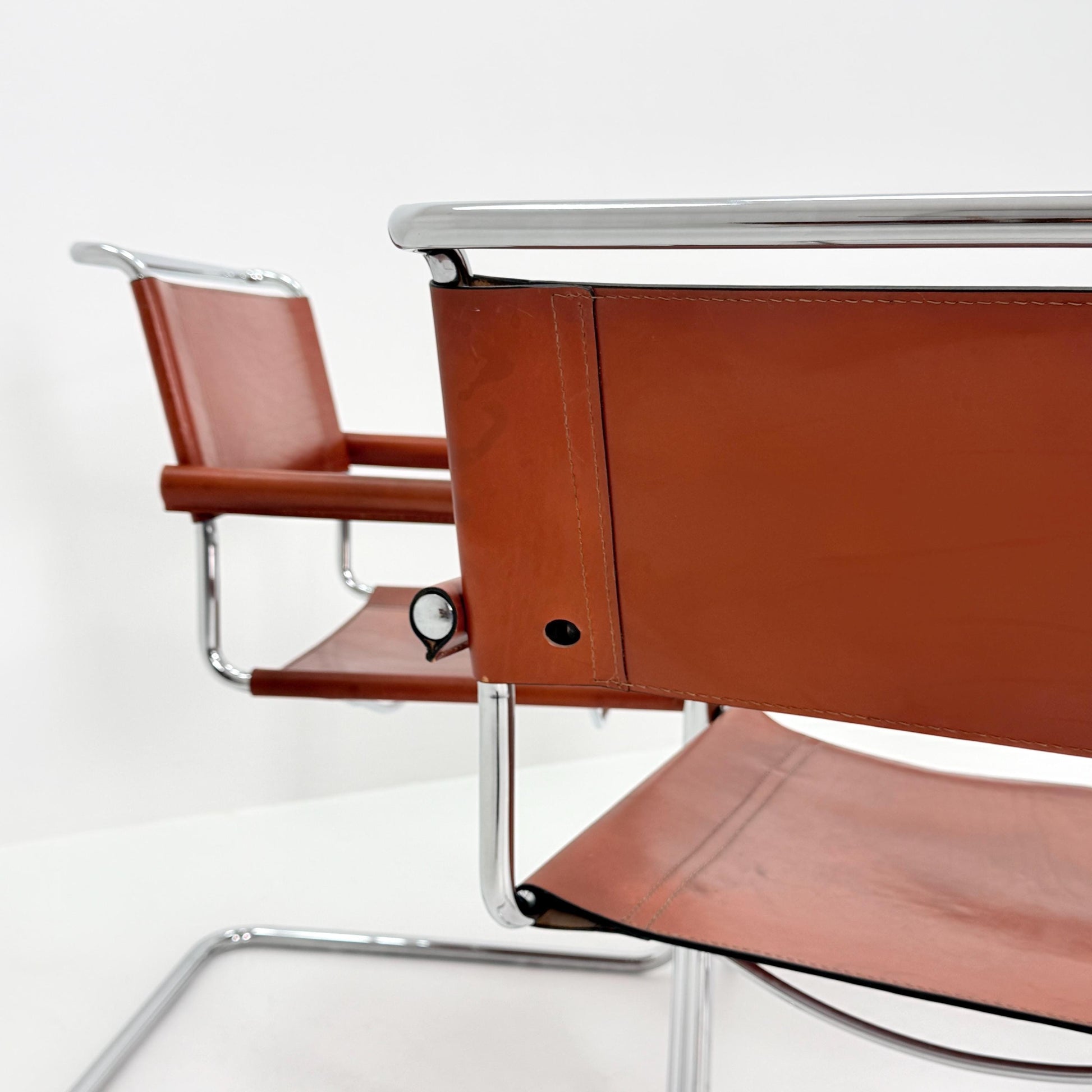 Set of 8 Bauhaus Mart Stam Marcel Brauer Dining-Office S34 armchairs for Linea Fiam Italy 1980s