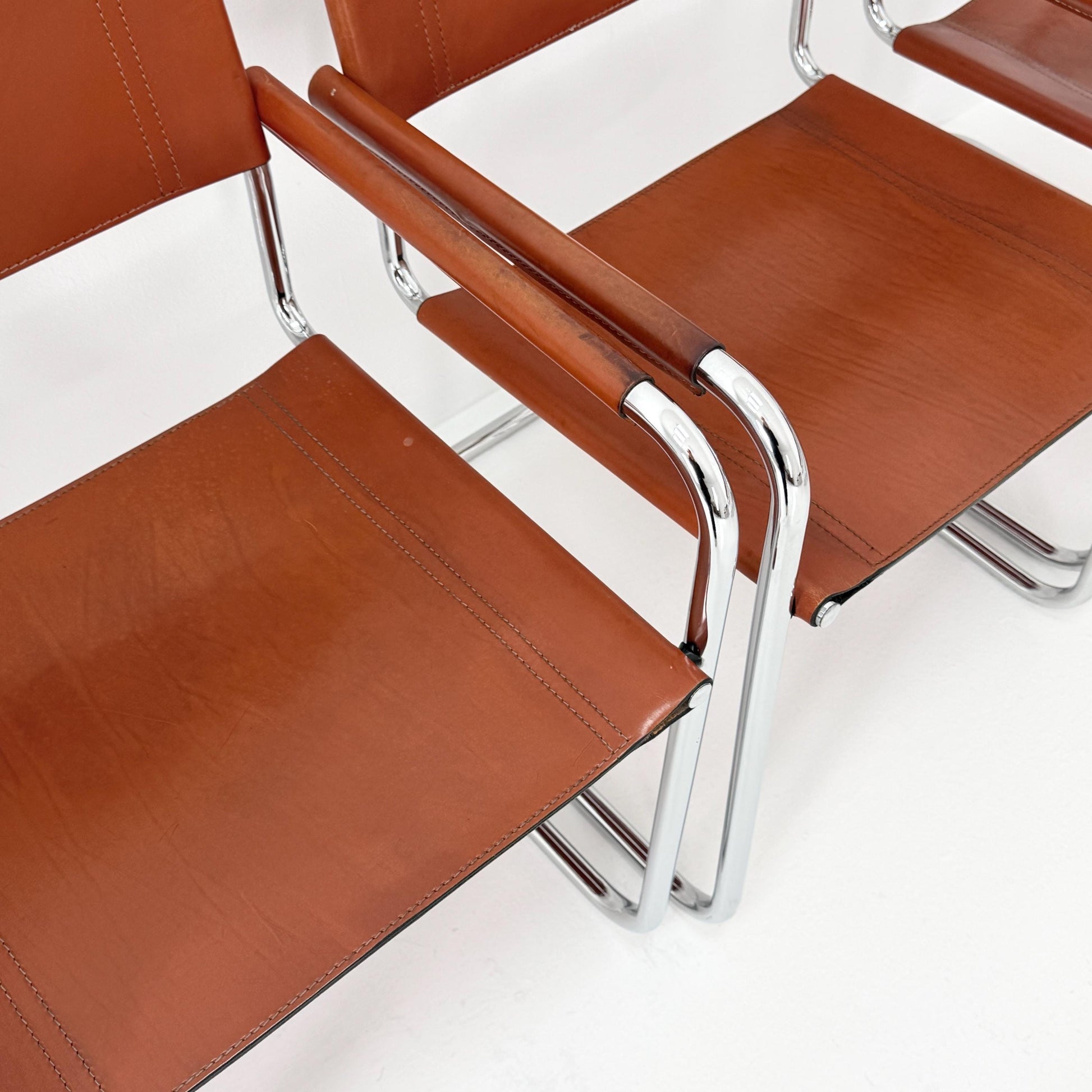 Set of 8 Bauhaus Mart Stam Marcel Brauer Dining-Office S34 armchairs for Linea Fiam Italy 1980s