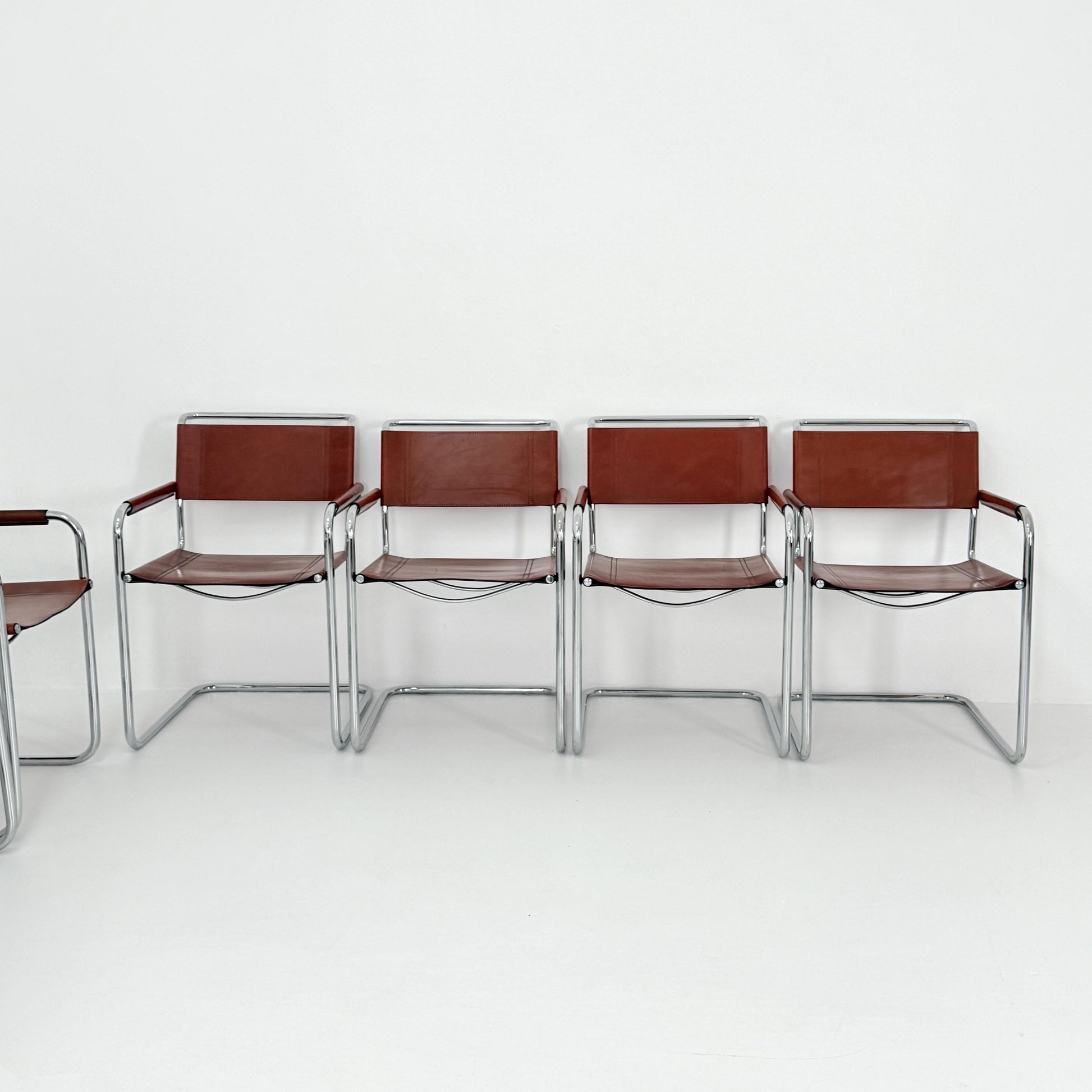 Set of 8 Bauhaus Mart Stam Marcel Brauer Dining-Office S34 armchairs for Linea Fiam Italy 1980s