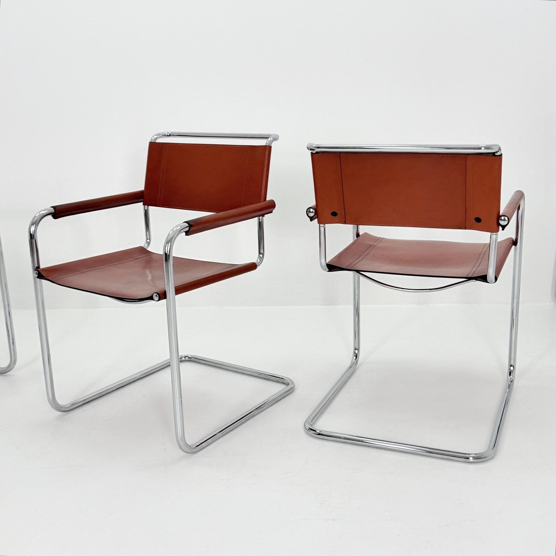 Set of 4 Bauhaus Mart Stam - Marcel Brauer Dining-Office S34 armchairs for Linea Fiam Italy 1980s