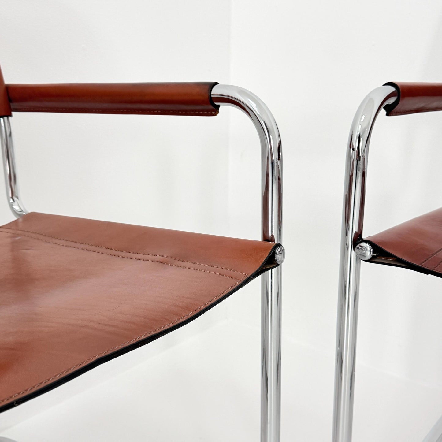Set of 4 Bauhaus Mart Stam - Marcel Brauer Dining-Office S34 armchairs for Linea Fiam Italy 1980s