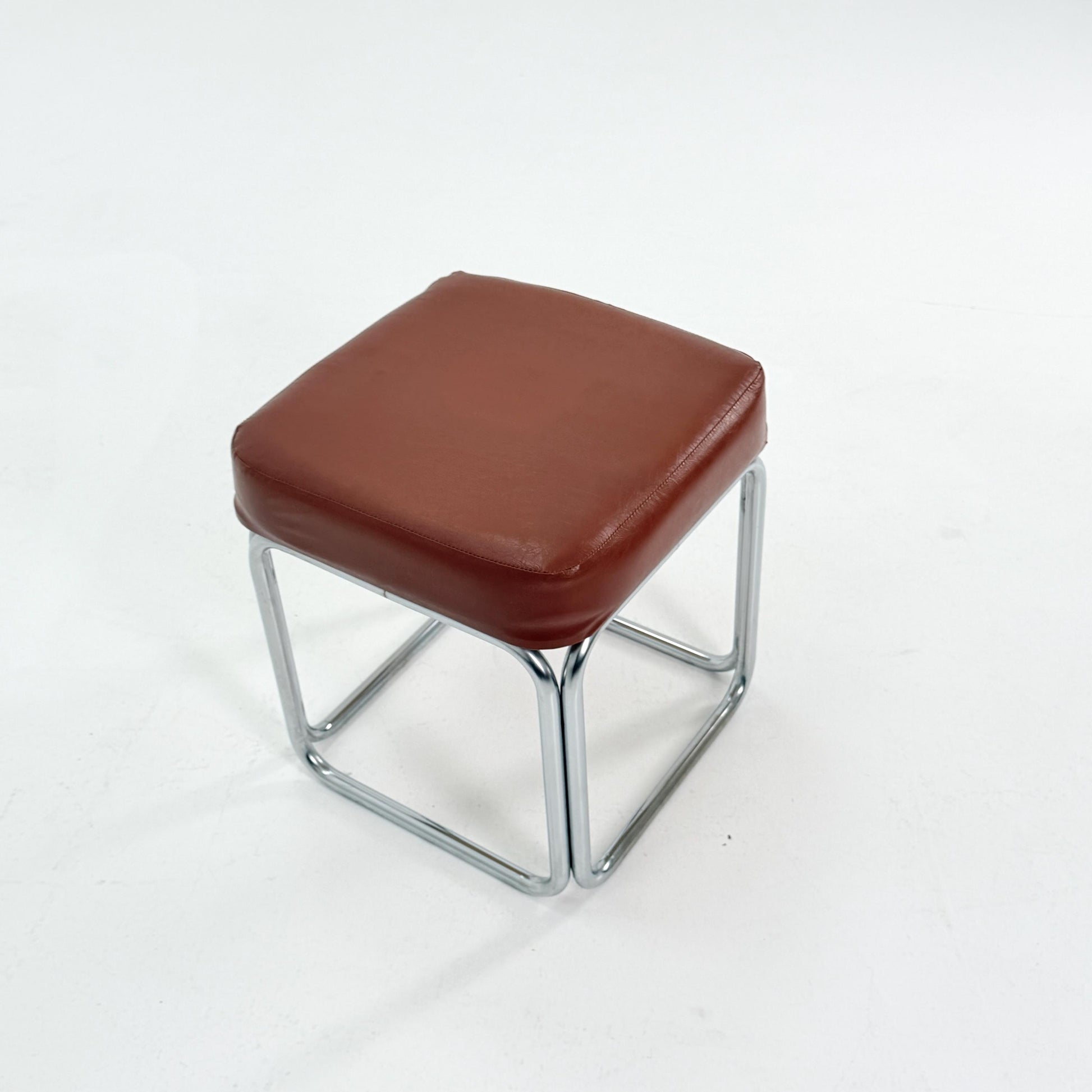 Mid-Century Bauhaus Leather Stool by Marcel Breuer for Mauser Werke, Germany 1980s
