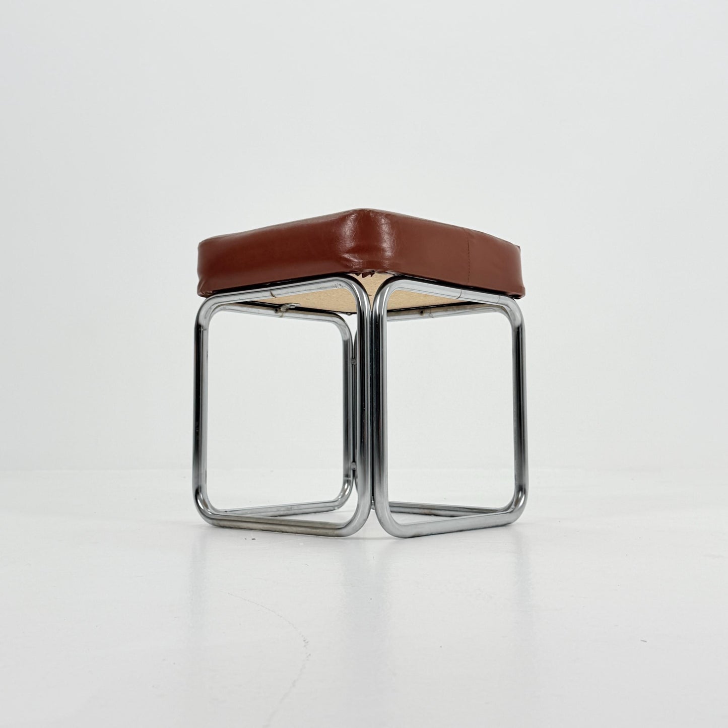 Mid-Century Bauhaus Leather Stool by Marcel Breuer for Mauser Werke, Germany 1980s