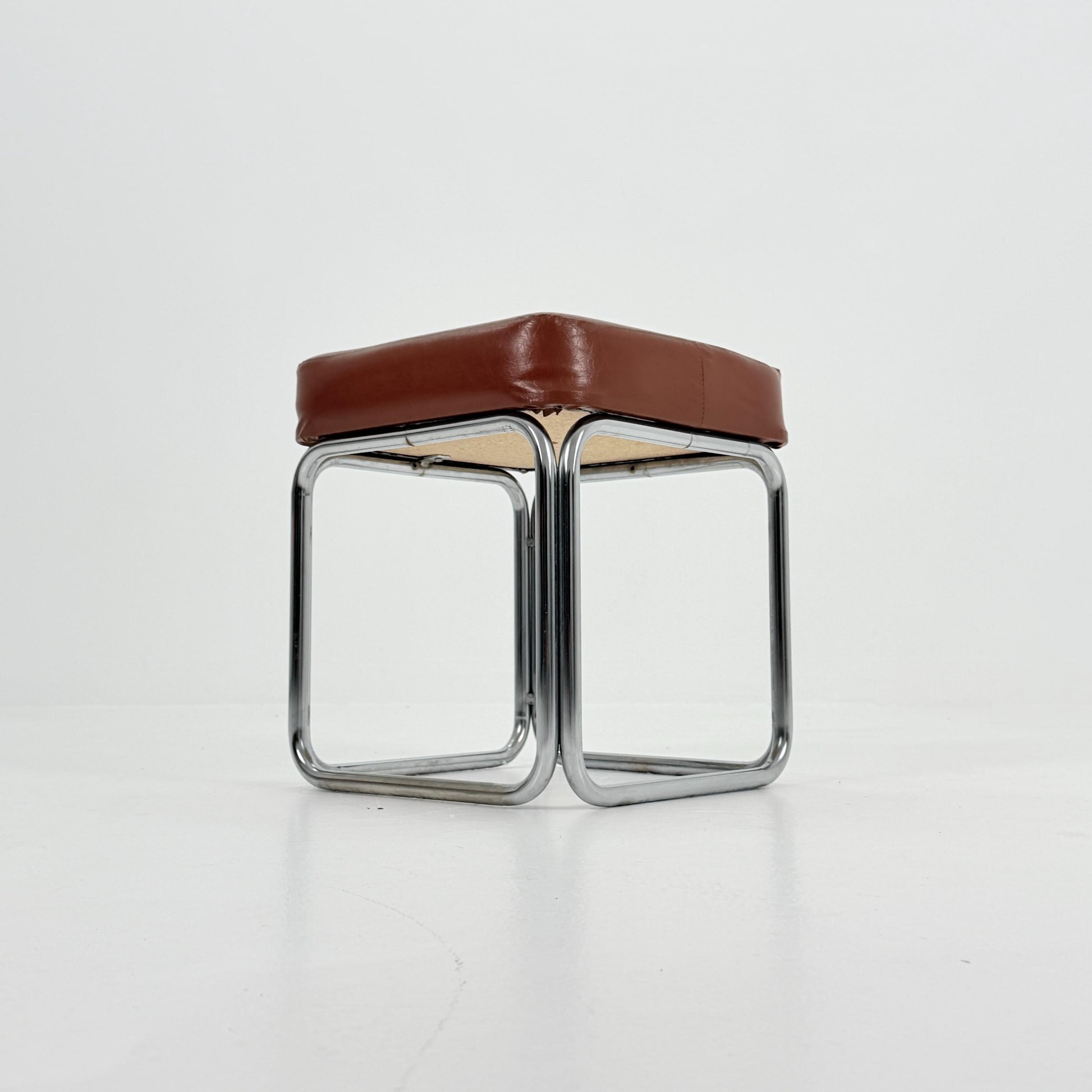 Mid-Century Bauhaus Leather Stool by Marcel Breuer for Mauser Werke, Germany 1980s