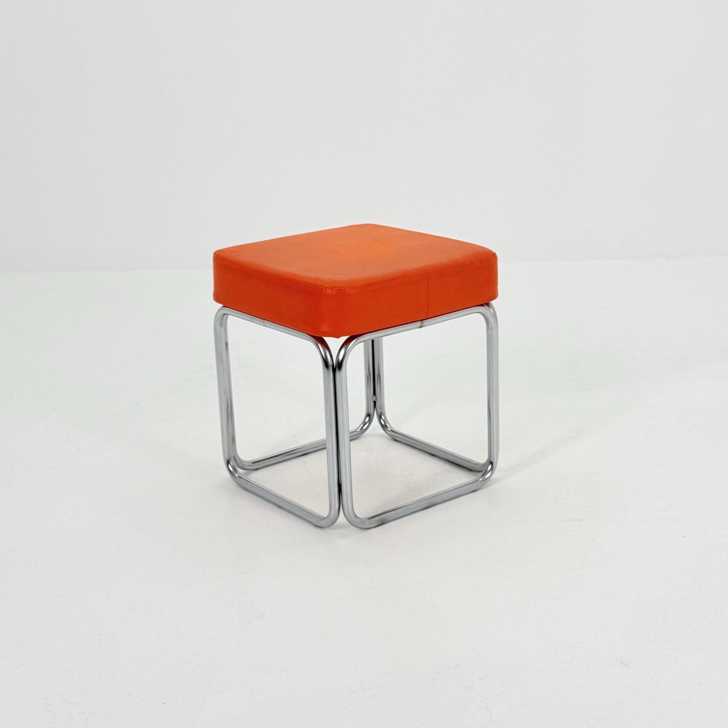 Mid-Century Bauhaus Leather Stool by Marcel Breuer for Mauser Werke, Germany 1980s