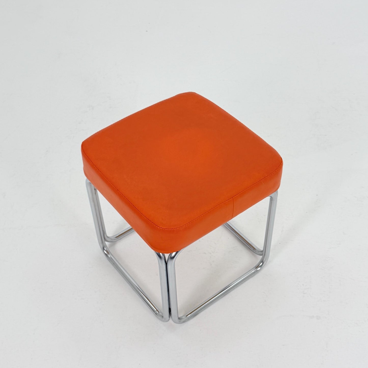 Mid-Century Bauhaus Leather Stool by Marcel Breuer for Mauser Werke, Germany 1980s