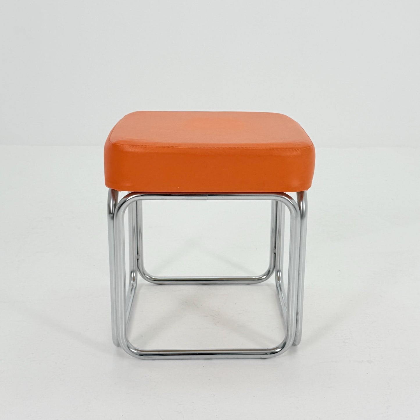 Mid-Century Bauhaus Leather Stool by Marcel Breuer for Mauser Werke, Germany 1980s