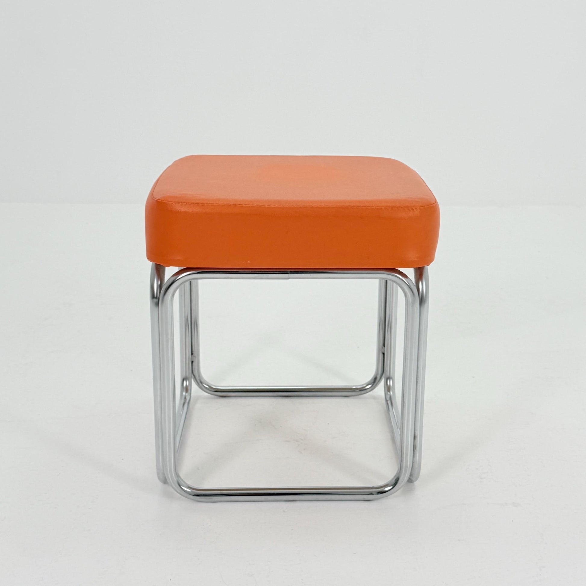 Mid-Century Bauhaus Leather Stool by Marcel Breuer for Mauser Werke, Germany 1980s