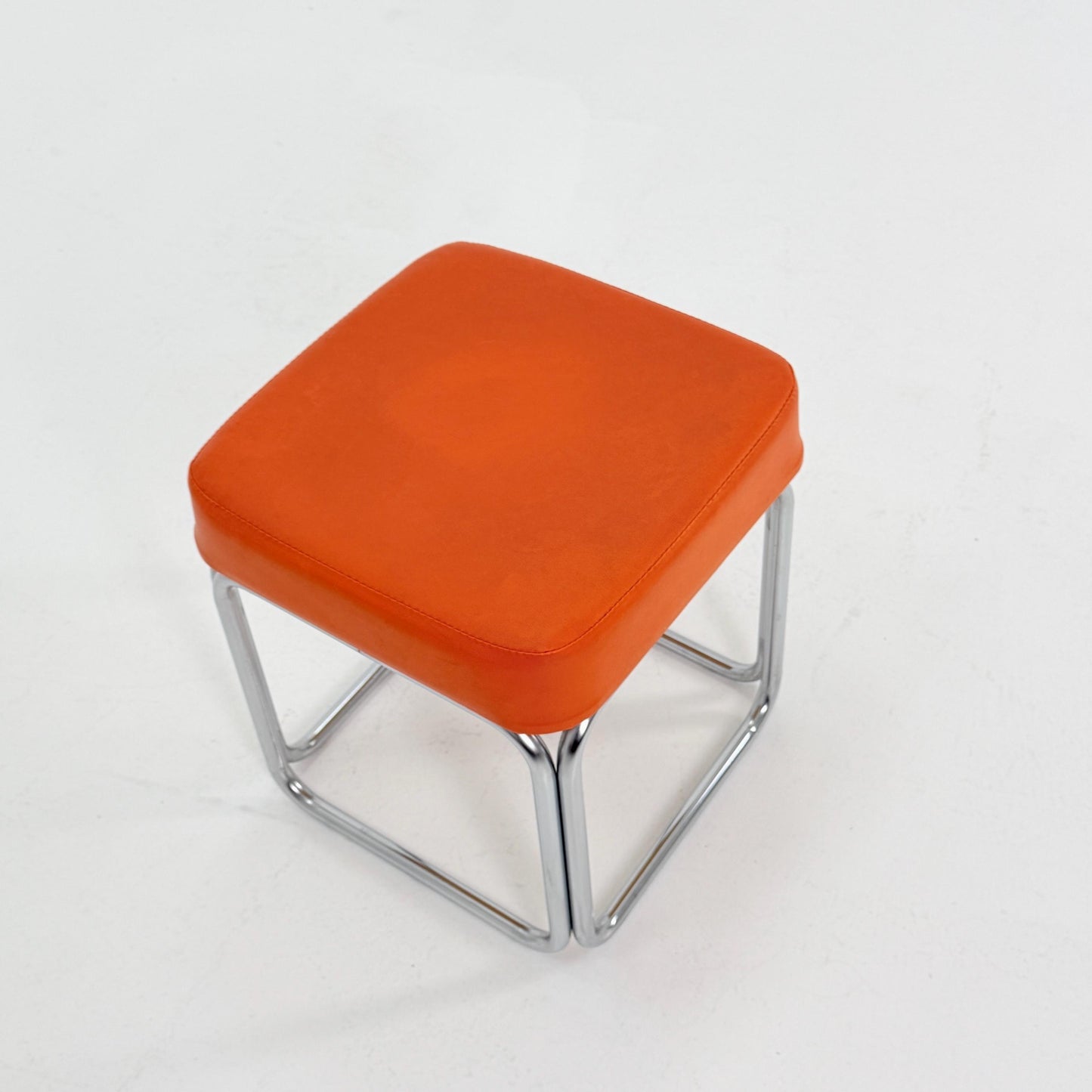 Mid-Century Bauhaus Leather Stool by Marcel Breuer for Mauser Werke, Germany 1980s