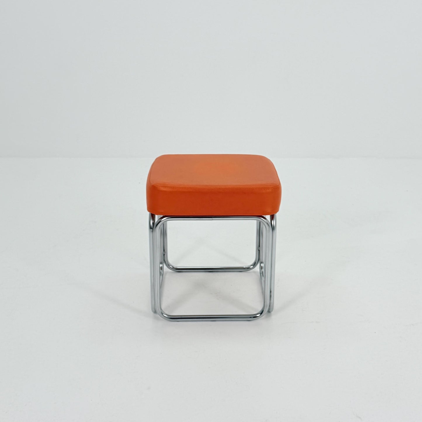 Mid-Century Bauhaus Leather Stool by Marcel Breuer for Mauser Werke, Germany 1980s