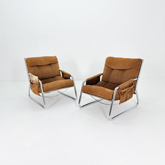Rare Set of 2 Mid century lounge chairs By Gillis Lundgren Ikea Hoss Sweden 1970s