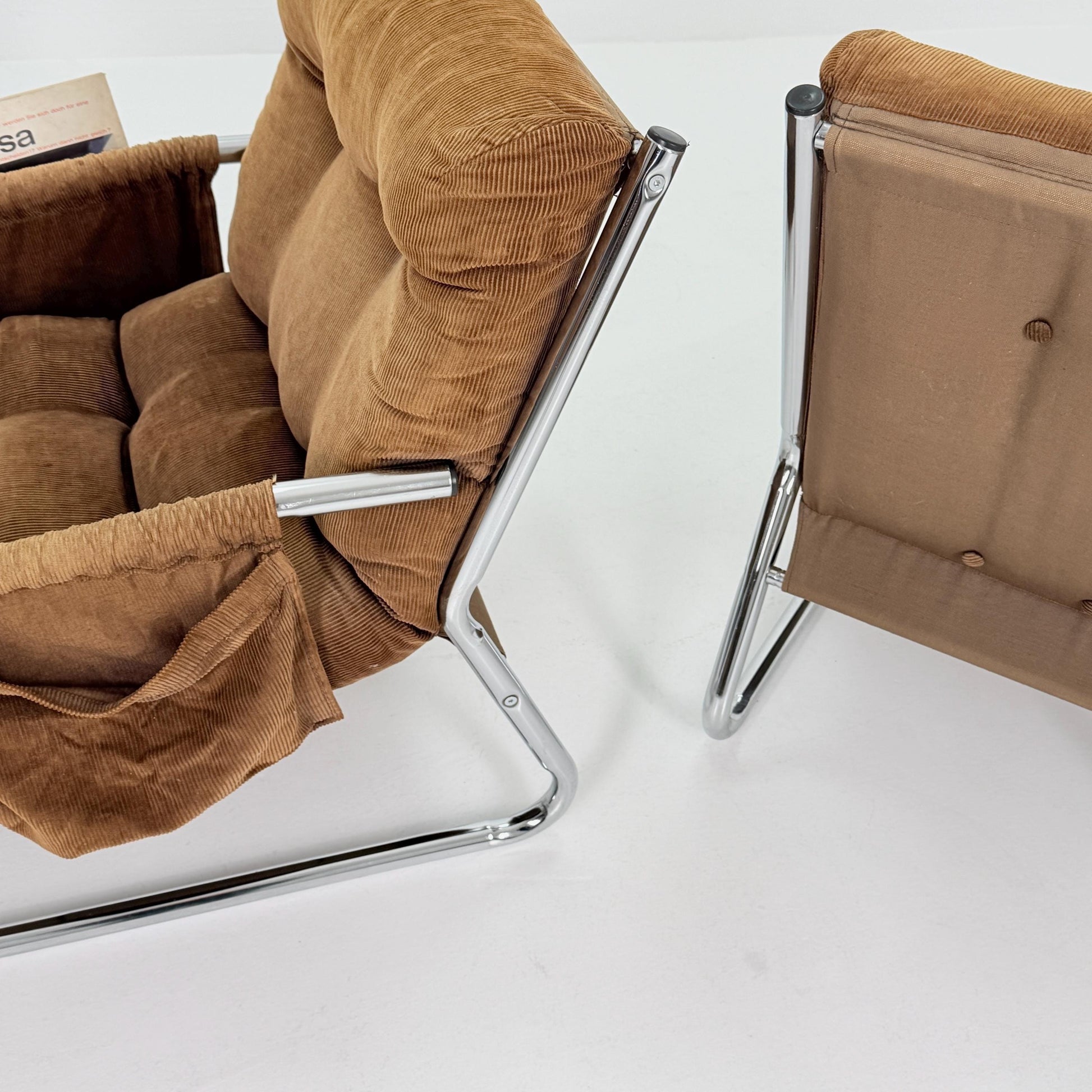 Rare Set of 2 Mid century lounge chairs By Gillis Lundgren Ikea Hoss Sweden 1970s