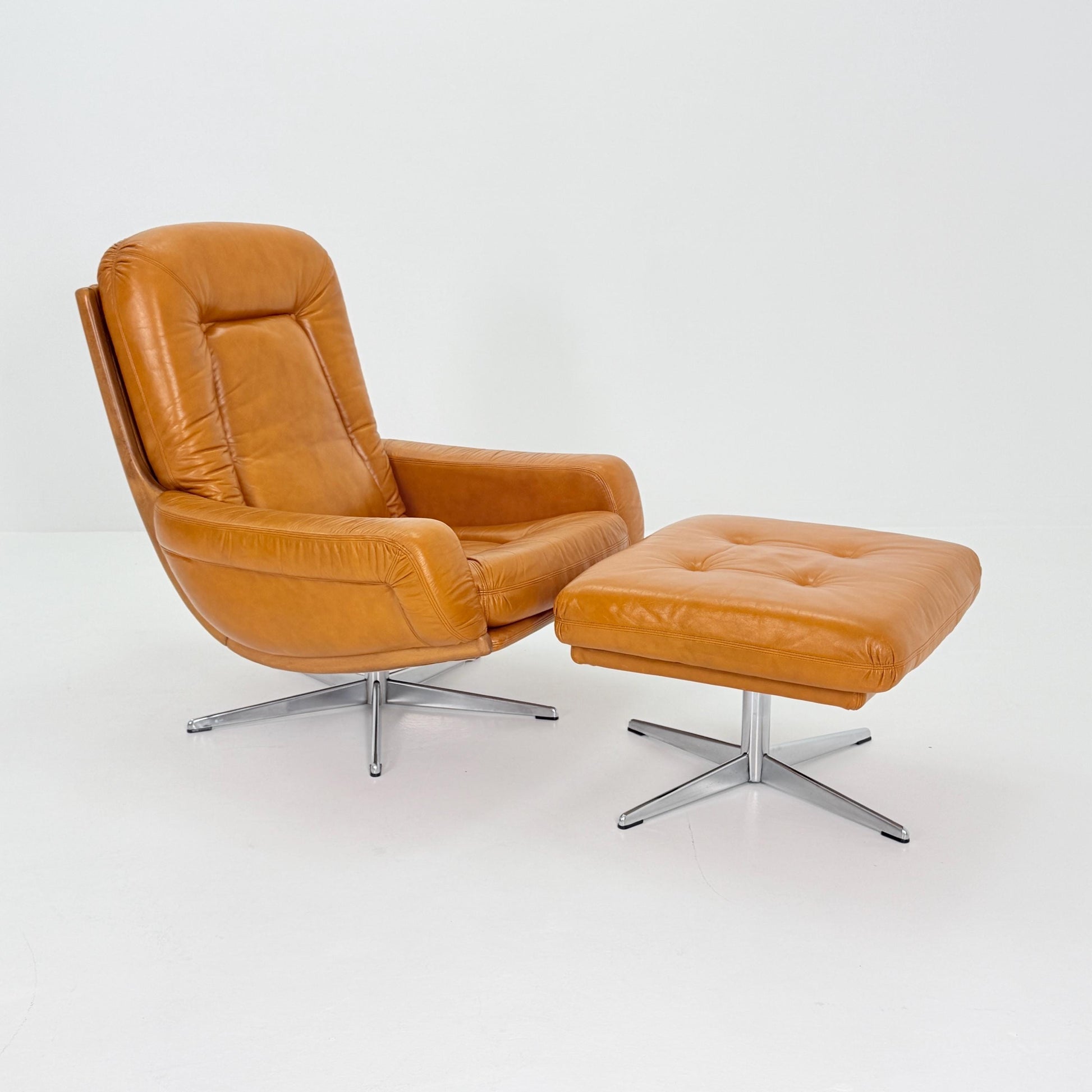 Mid Century Lounge Chair & Ottoman by Eugen Schmidt for Soloform, Germany 1970s