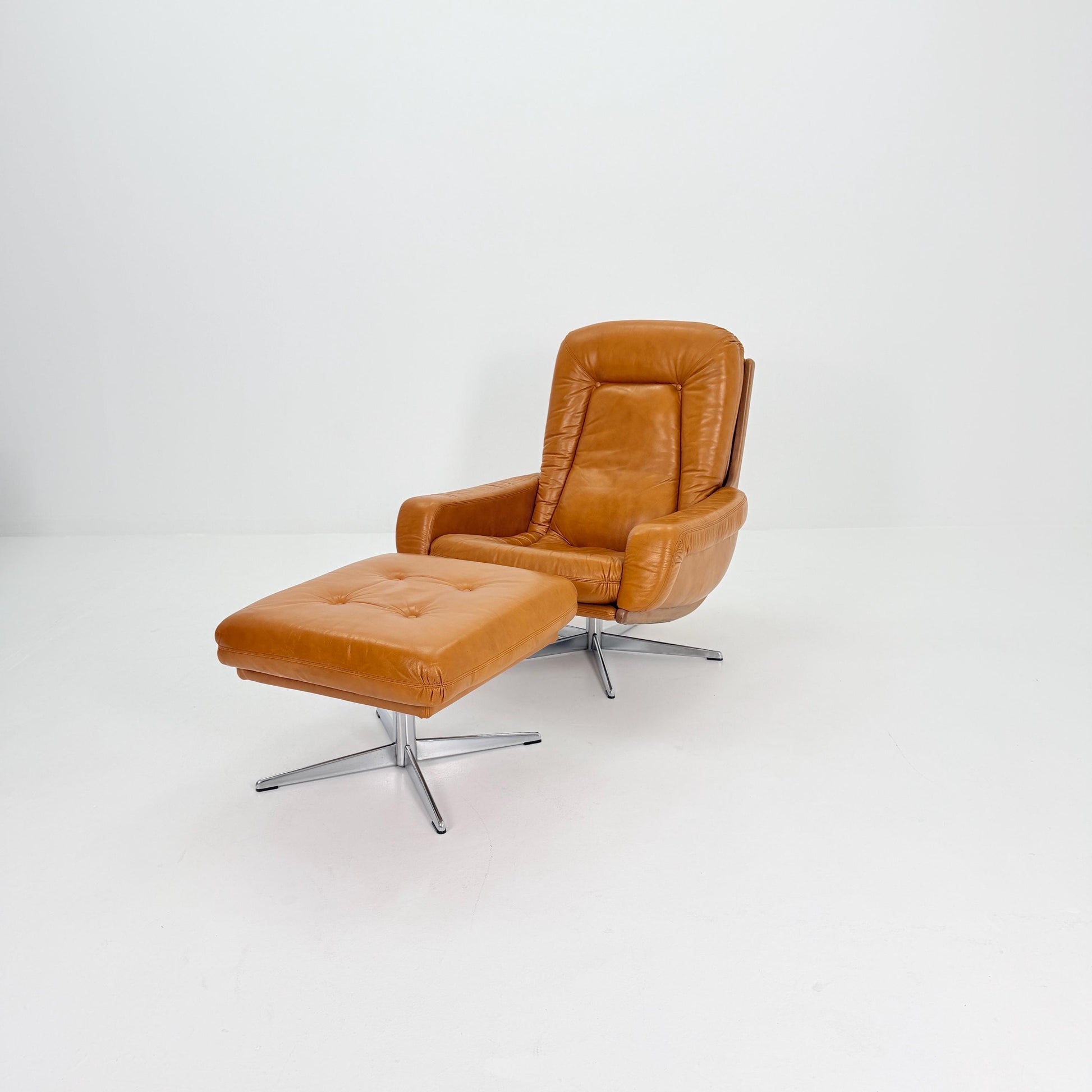 Mid Century Lounge Chair & Ottoman by Eugen Schmidt for Soloform, Germany 1970s