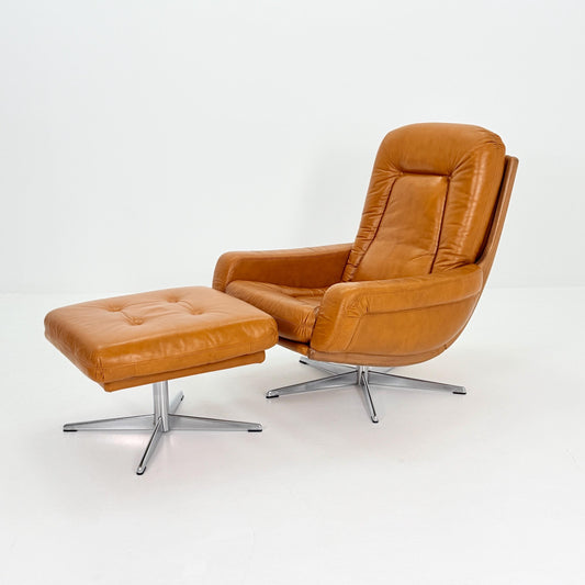 Mid Century Lounge Chair & Ottoman by Eugen Schmidt for Soloform, Germany 1970s