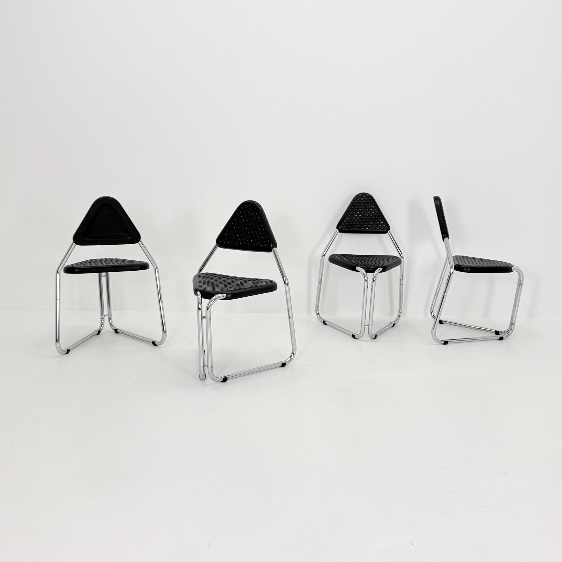 Set of 4 Memphis Style Triangular Dining Chairs, 1980s Germany