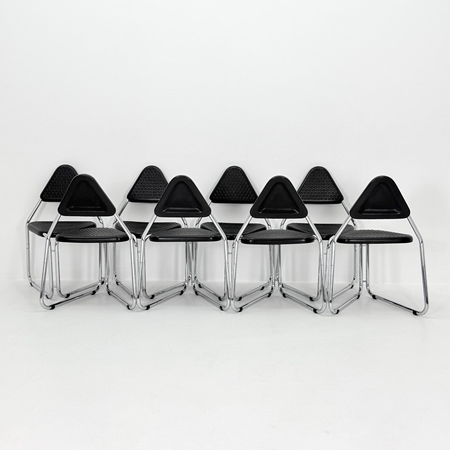 Set of 8 Memphis Style Triangular Dining Chairs, 1980s Germany