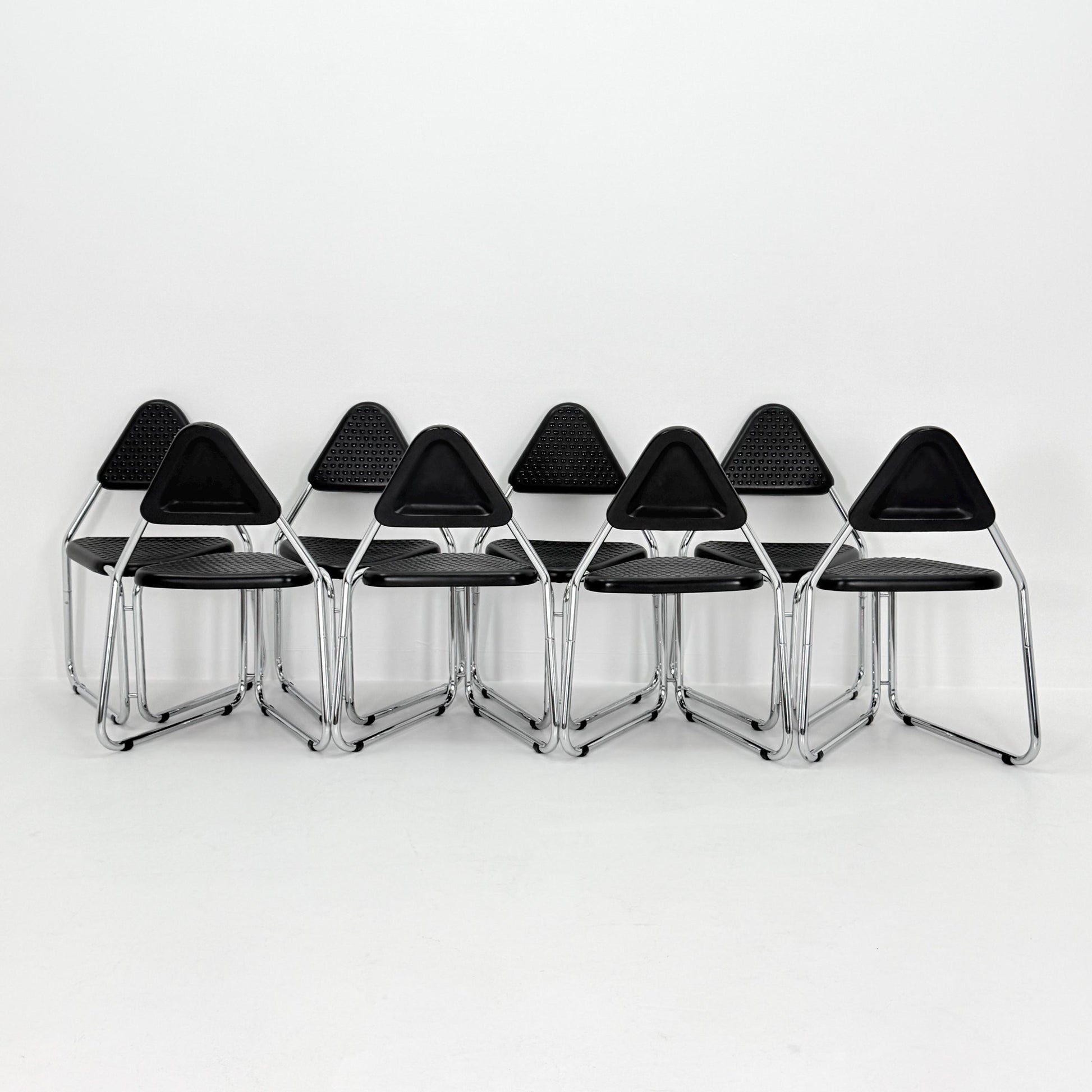 Set of 8 Memphis Style Triangular Dining Chairs, 1980s Germany