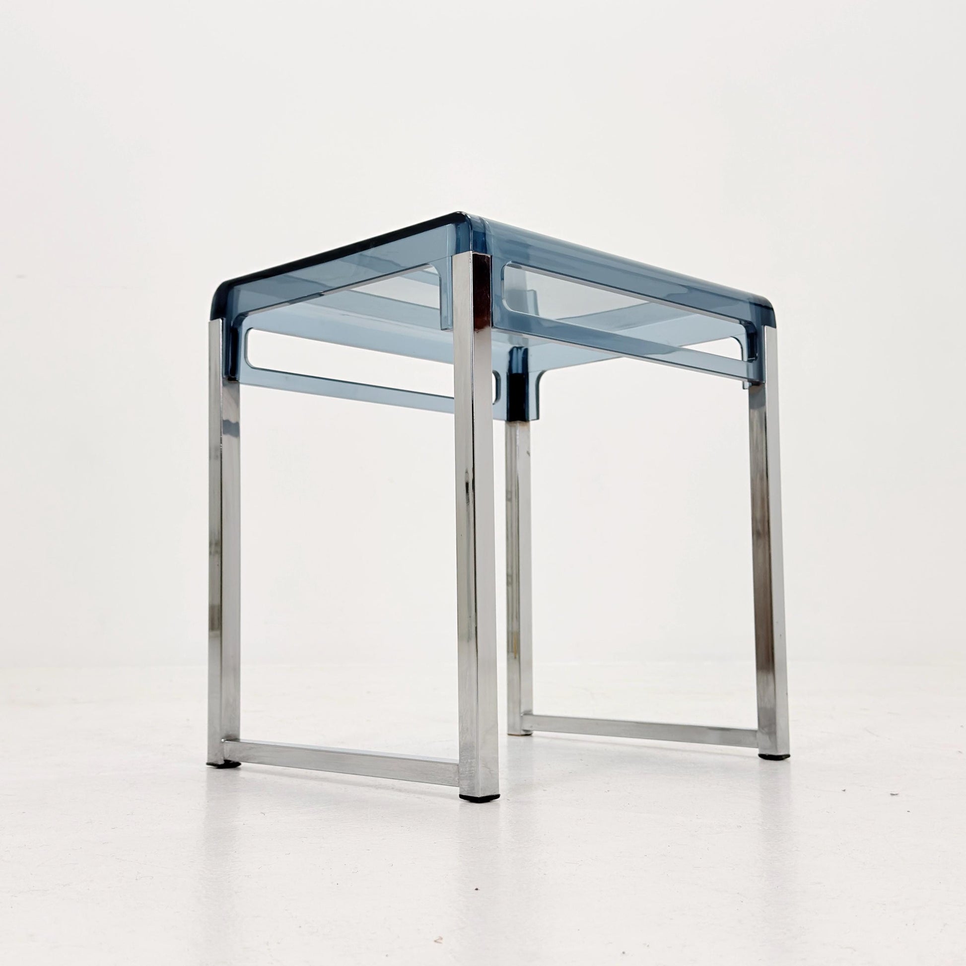 Mid Century Space Age Blue Side Table by Marc Berthier for Prisunic, 1970s