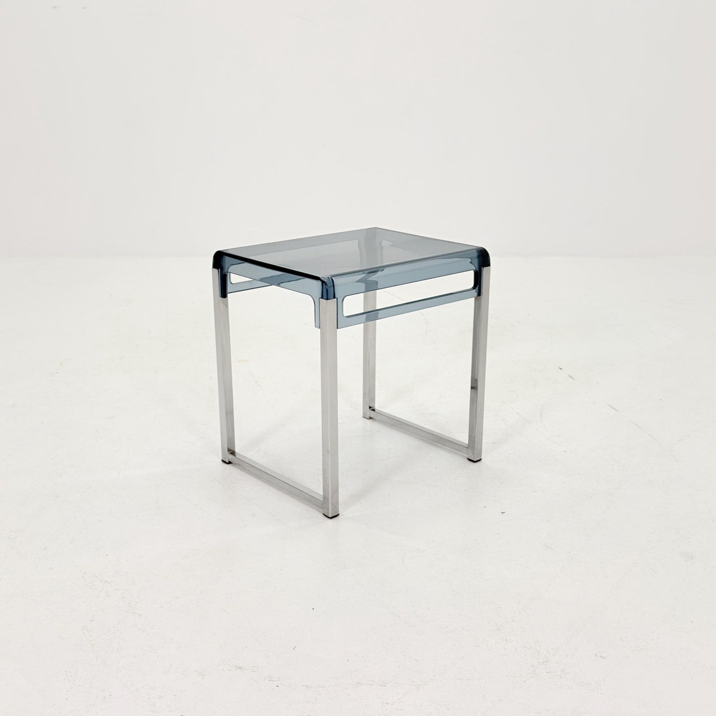Mid Century Space Age Blue Side Table by Marc Berthier for Prisunic, 1970s