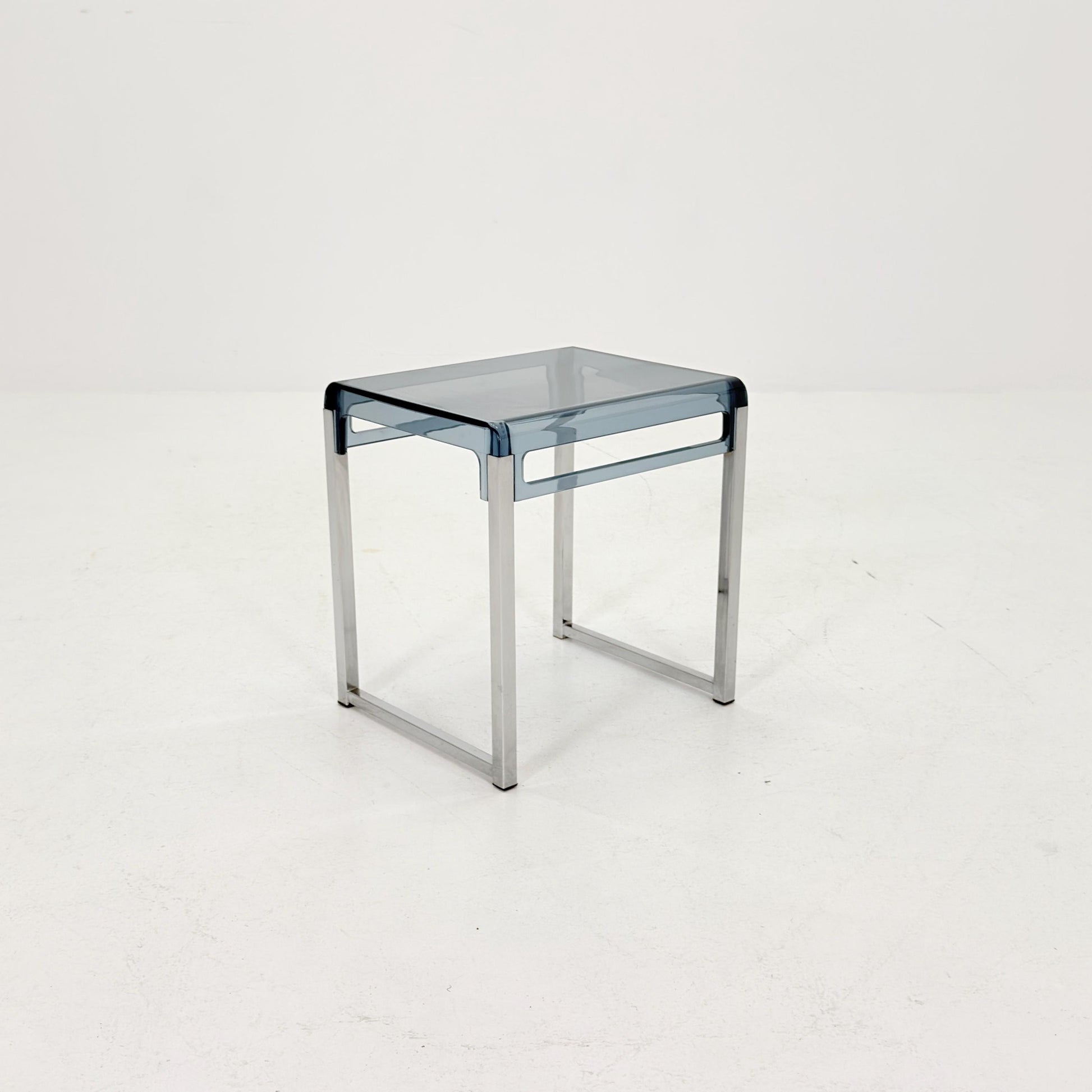 Mid Century Space Age Blue Side Table by Marc Berthier for Prisunic, 1970s