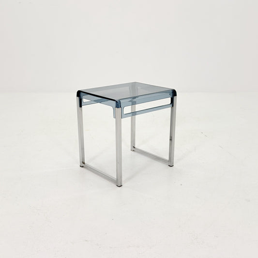 Mid Century Space Age Blue Side Table by Marc Berthier for Prisunic, 1970s