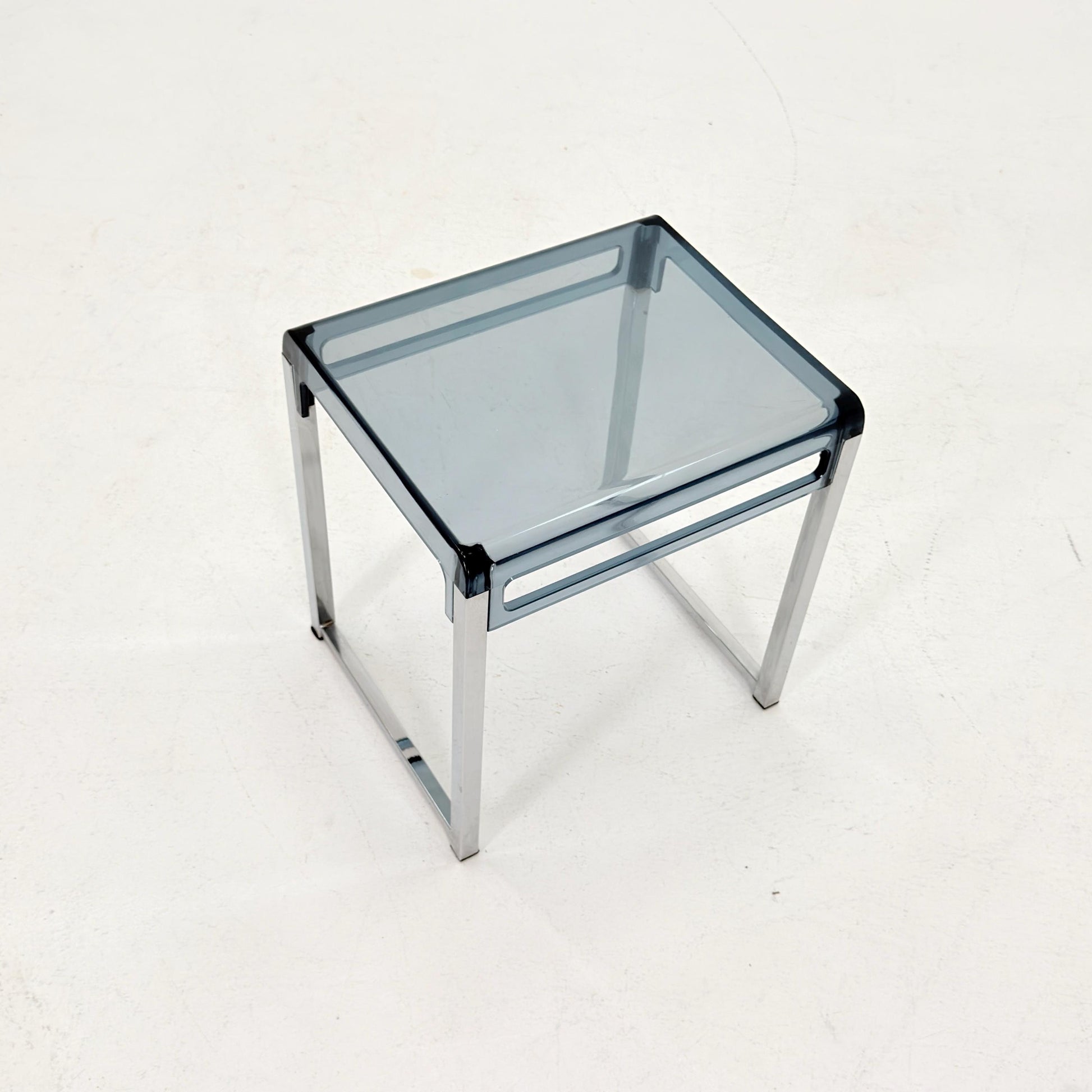 Mid Century Space Age Blue Side Table by Marc Berthier for Prisunic, 1970s