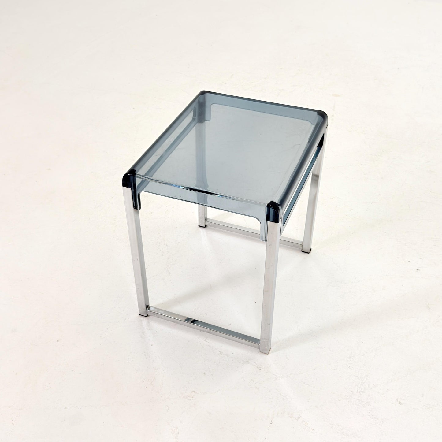 Mid Century Space Age Blue Side Table by Marc Berthier for Prisunic, 1970s