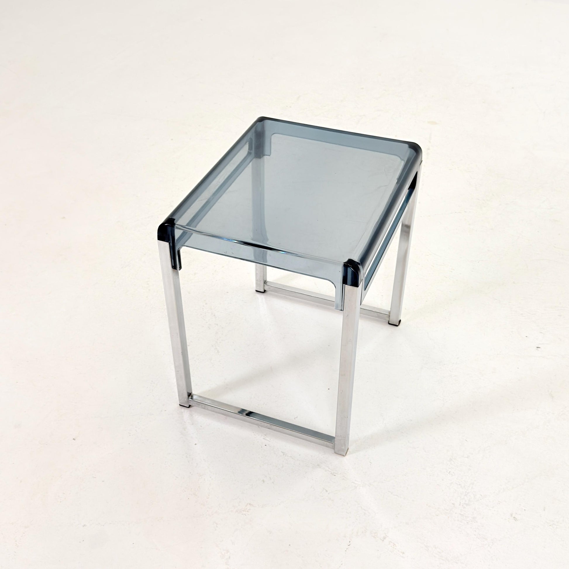 Mid Century Space Age Blue Side Table by Marc Berthier for Prisunic, 1970s