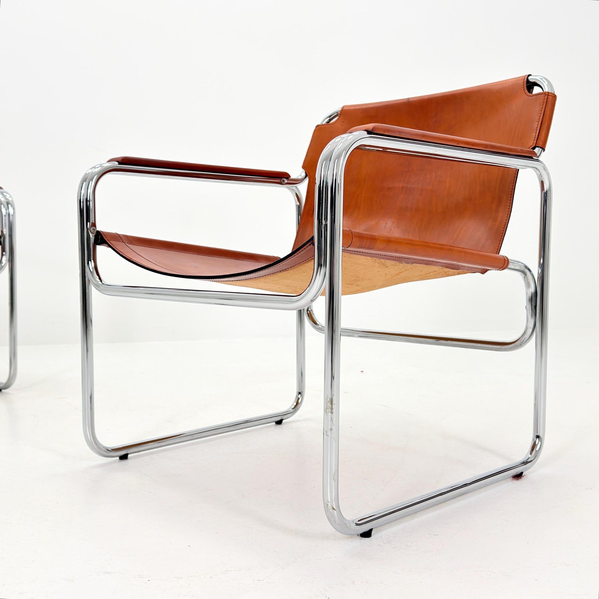 Mid-Century Italian Leather & Chrome Armchair Jox Interni 1970s