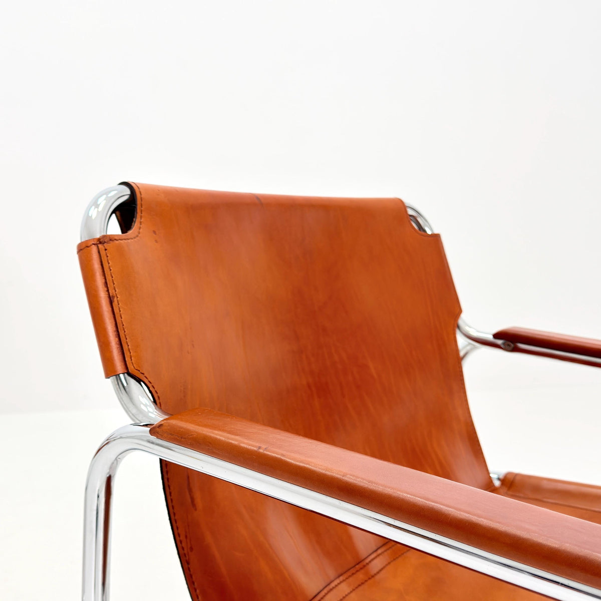 1 of 2 Mid-Century Italian Leather & Chrome Lounge Armchairs – Jox Interni, 1970s