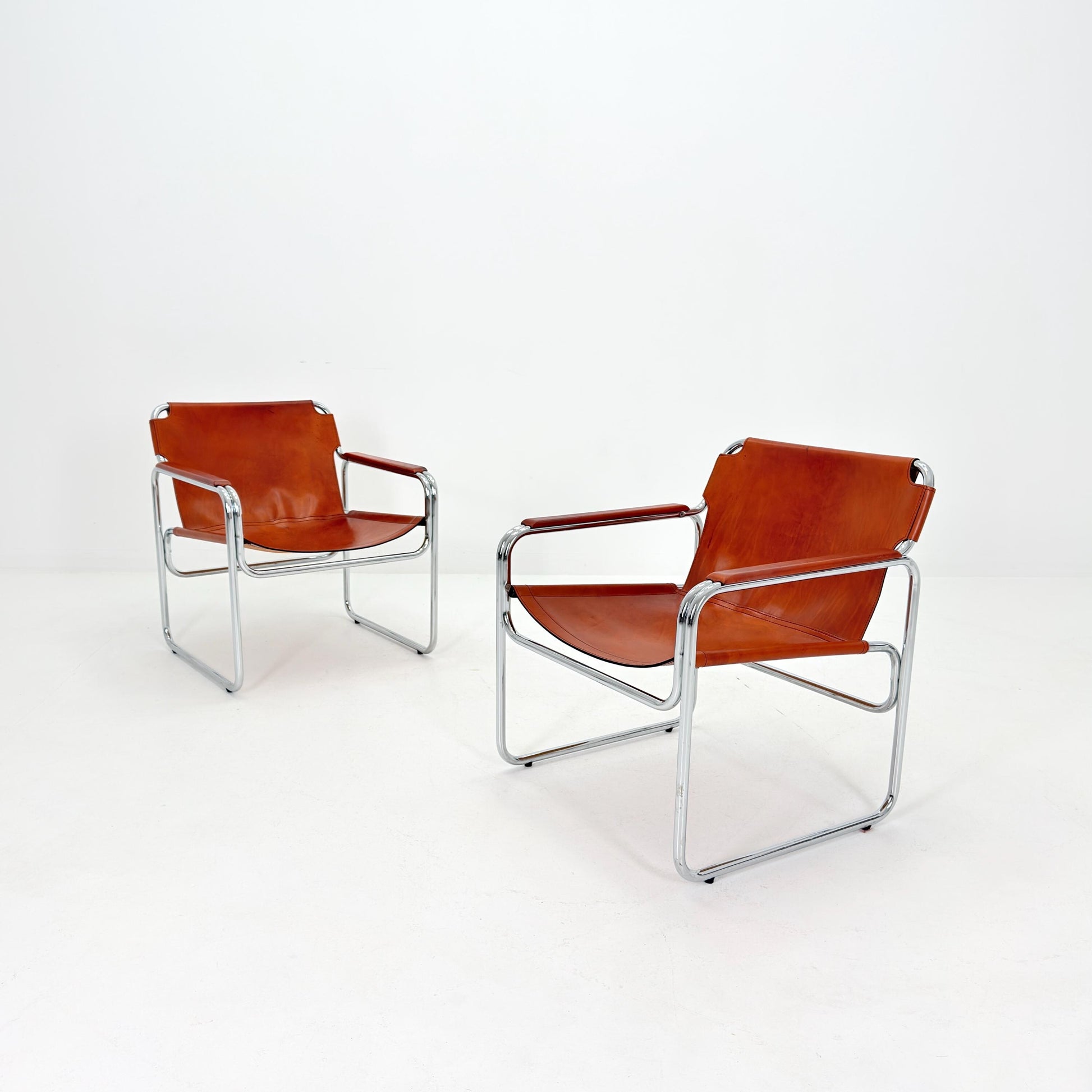 Mid-Century Italian Leather & Chrome Armchair Jox Interni 1970s