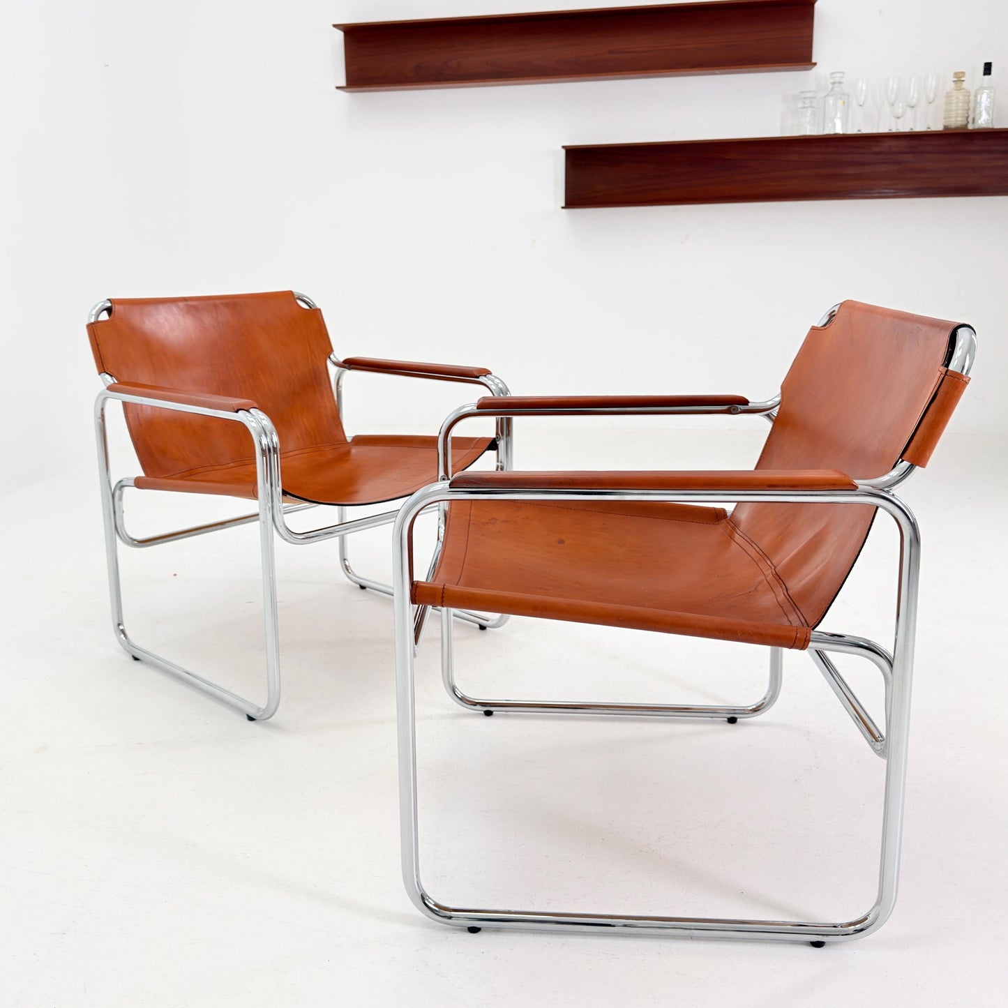 Mid-Century Italian Leather & Chrome Armchair Jox Interni 1970s