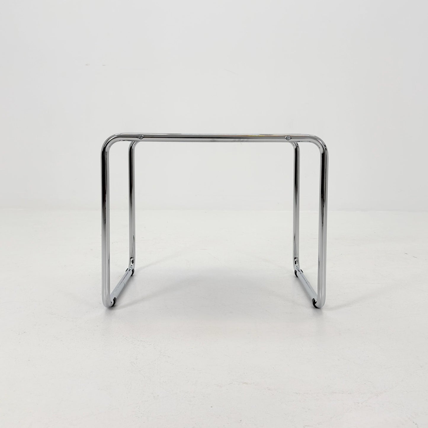 Mid century Bauhaus Marcel Breuer - Laccio Side coffee Table black Laminated Top with Tubular Chromed Base 1980s Itlay