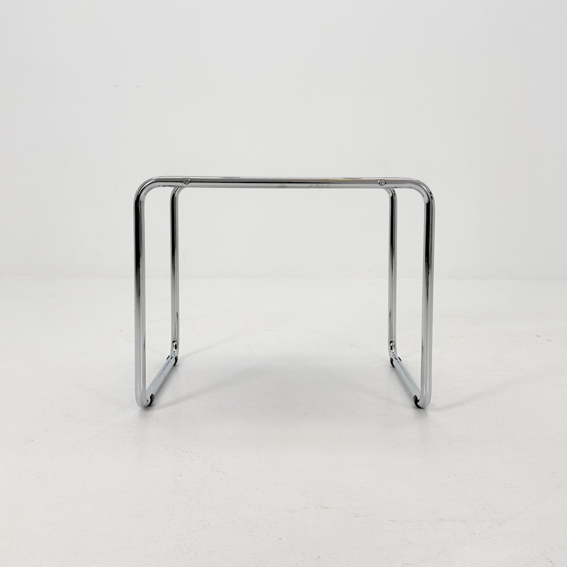 Mid century Bauhaus Marcel Breuer - Laccio Side coffee Table black Laminated Top with Tubular Chromed Base 1980s Itlay