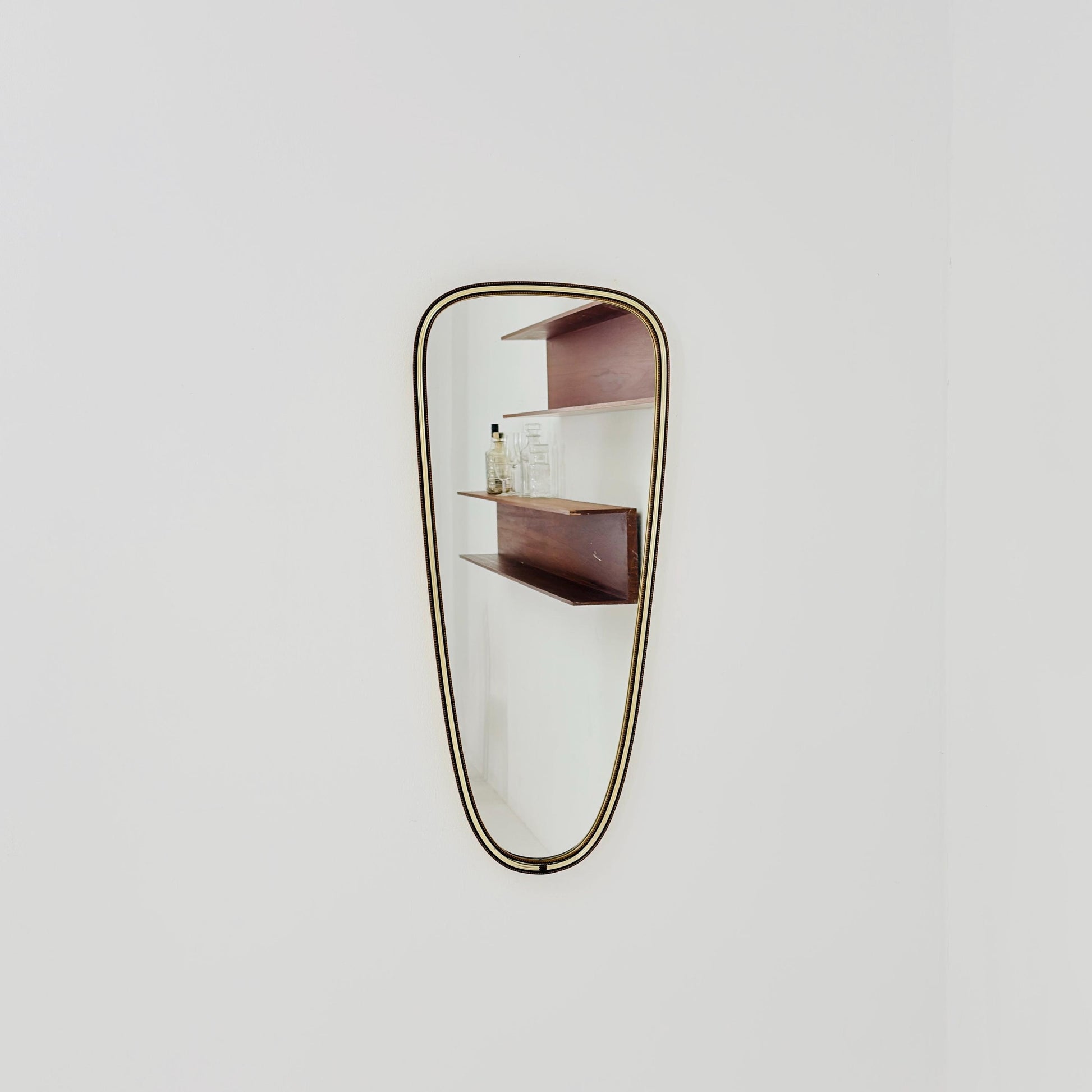 Mid-Century Brass Kidney Wall Mirror, 1960s Germany