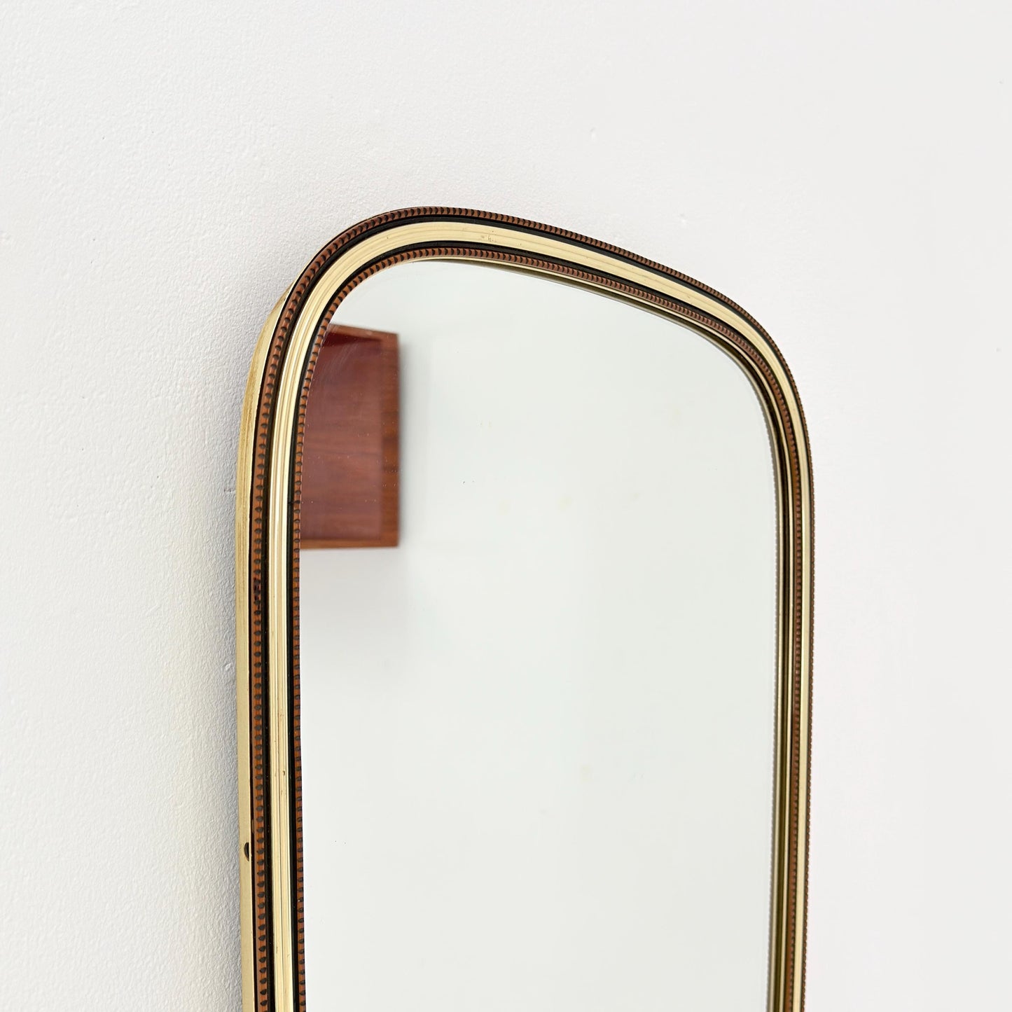 Mid-Century Brass Kidney Wall Mirror, 1960s Germany
