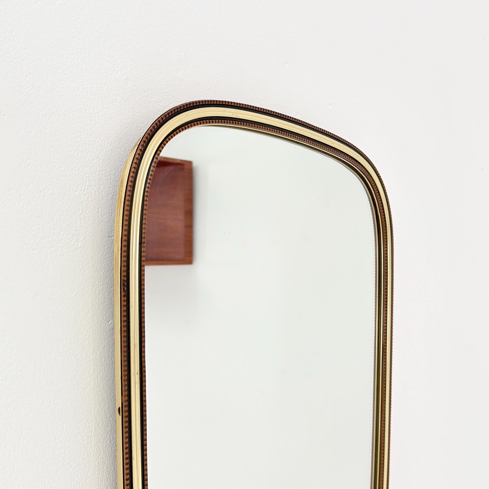 Mid-Century Brass Kidney Wall Mirror, 1960s Germany