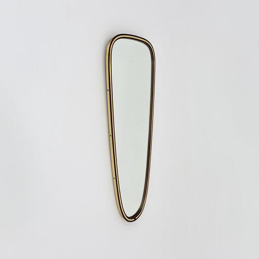 Mid-Century Brass Kidney Wall Mirror, 1960s Germany