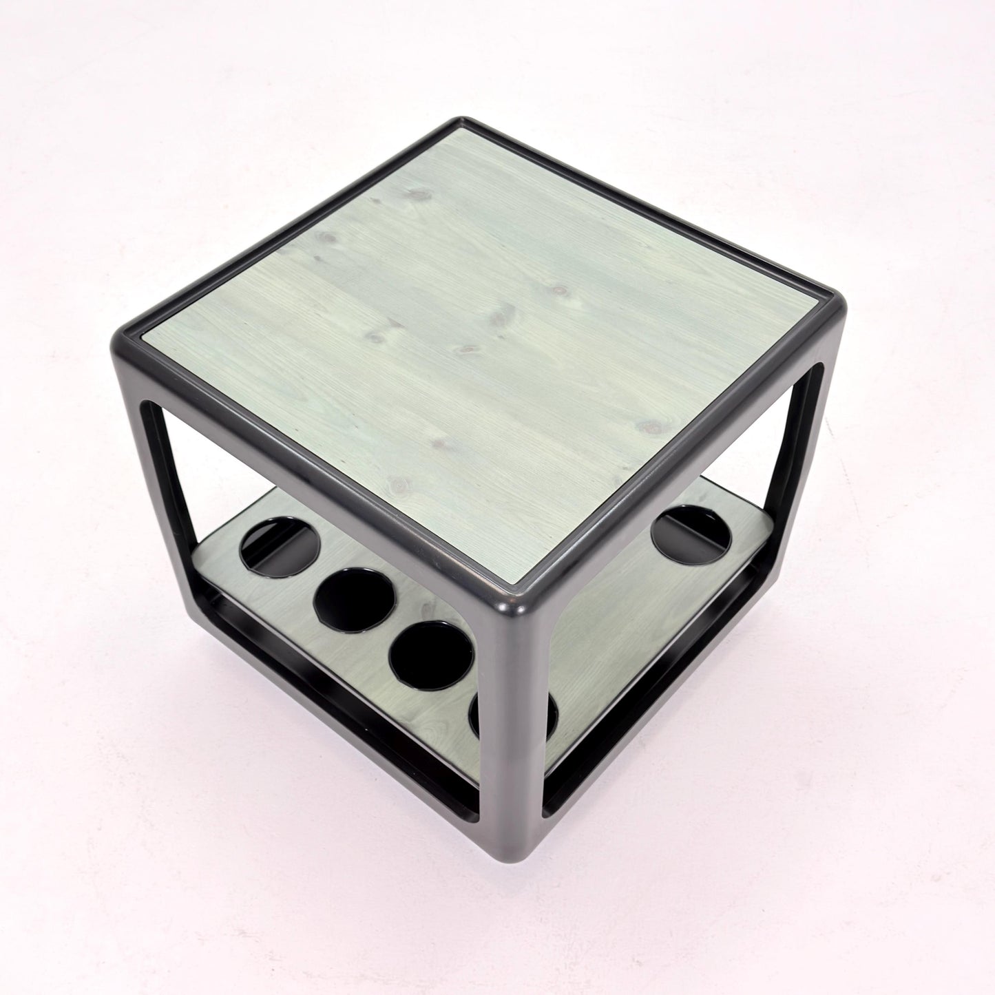 Rare Space Age Cube Bar Cart, by Horn 1970s Germany – Vintage Club Würfel Bar Table, Black & Green